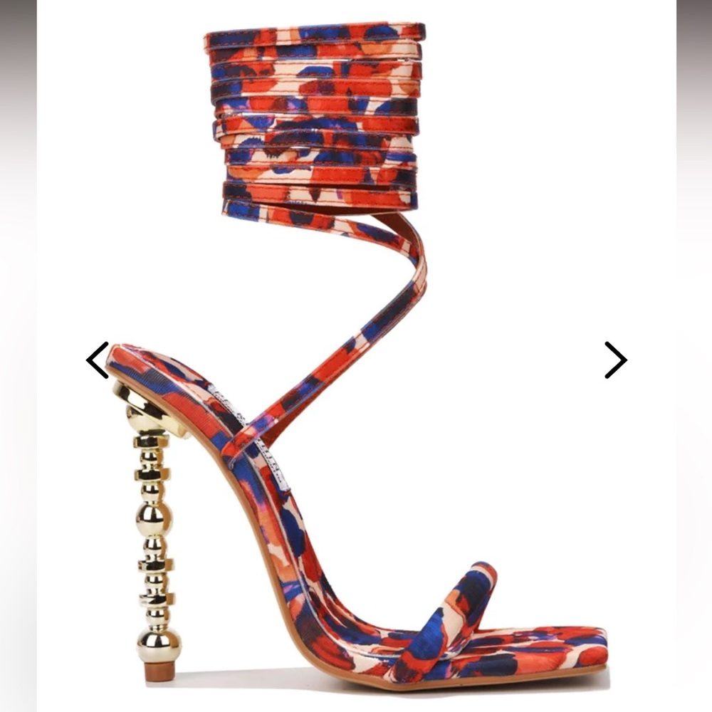 Lace up print heels